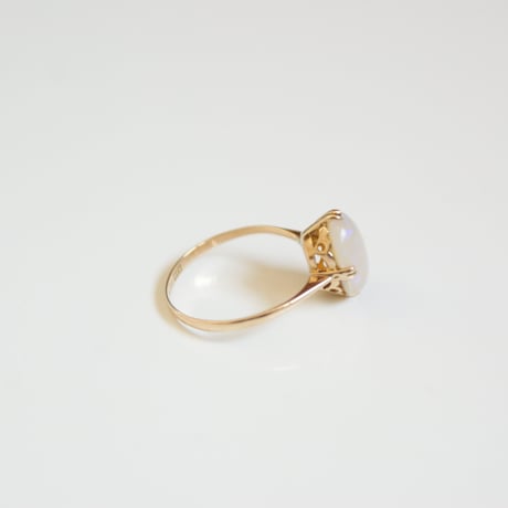 K18YG ホワイトミルクオパール 和リング指輪 / ヴィンテージジュエリー・アクセサリー
