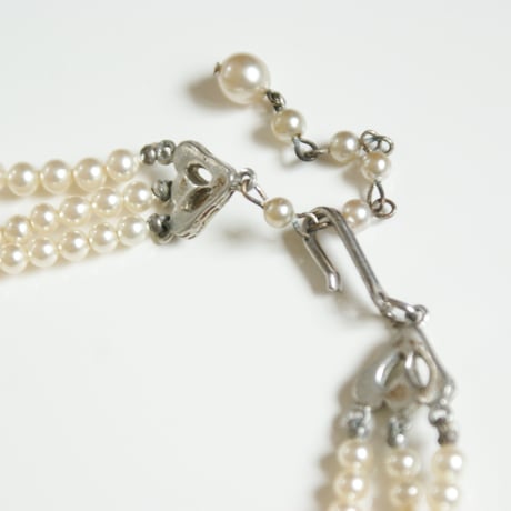 【New Vintage Stock】アメリカ買付 LADY ALICE アールデコ クラスプ パール ３連チョーカーネックレスBOX箱付き / アンティーク・コスチュームジュエリー
