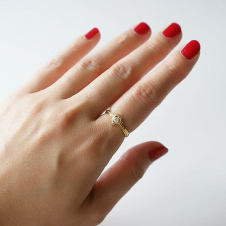 K18YG  ダイヤモンド  ハート リング指輪 / ヴィンテージジュエリー・アクセサリー