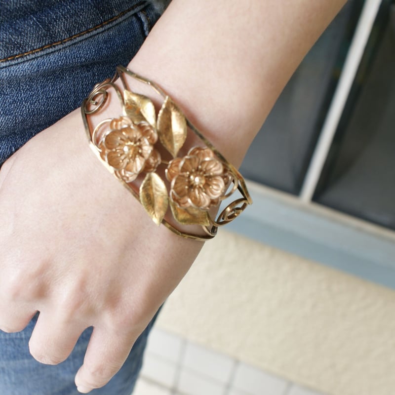 KREMENTZクレメンツ 薔薇ローズ バングル ブレスレット / ヴィンテージ