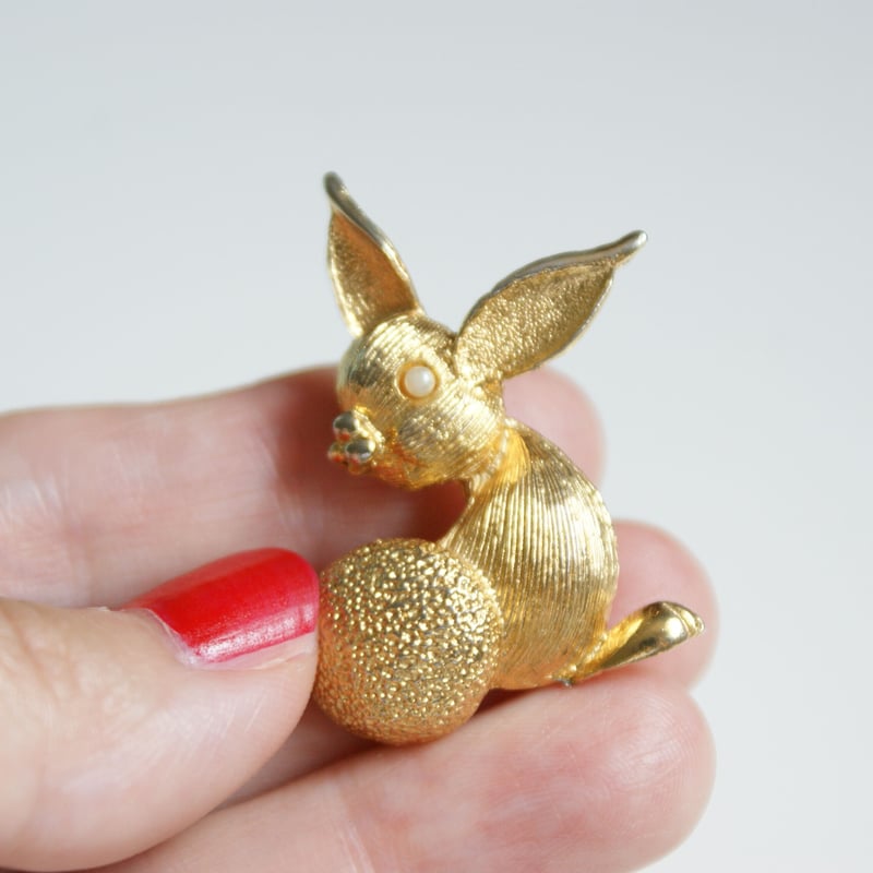 イギリス買付】 ラビット 兎 うさぎ ブローチ/ ヴィンテージ