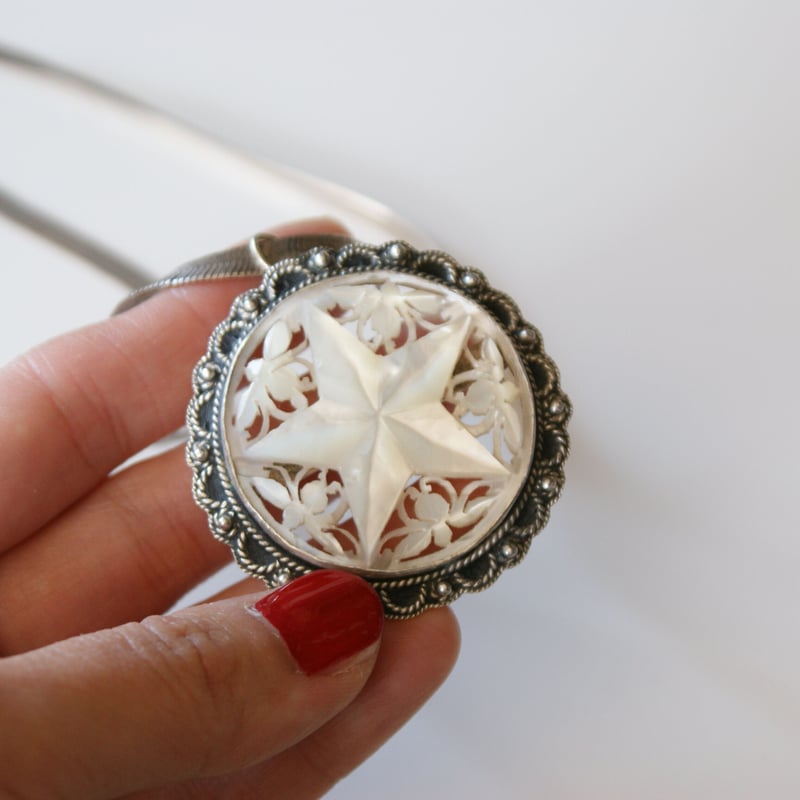 【希少 美品】  30 ヘマタイト ブローチ SV925 シルバー935 ベツレヘムパール 星 マザーオブパール ブローチ