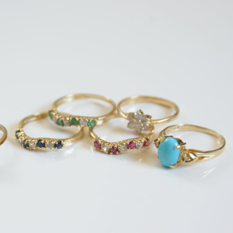 K18 ウェーブデザイン エメラルド ダイヤモンドリング K18YG エメラルド ダイヤモンド ウェーブ リング指輪 / ヴィンテージ