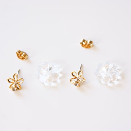 Special price【スペシャル プライス】AVONエイボン 3WAY クリア レッド フラワー ラインストーン ピアス箱BOX付き / ヴィンテージジュエリー・アクセサリー