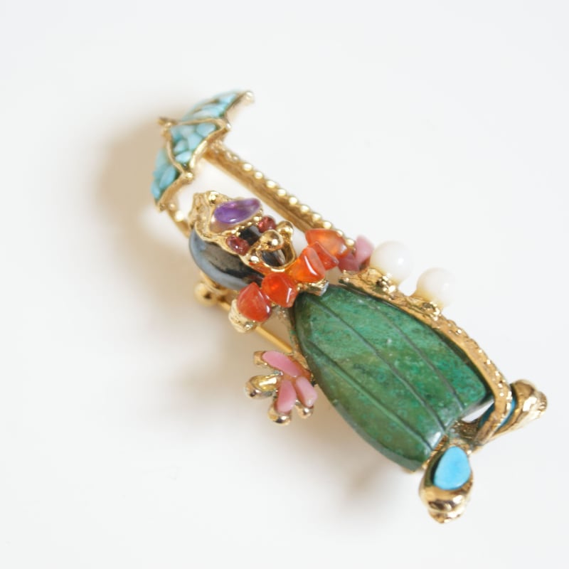 SWOBODAスワボダ 天然石 ターコイズ ピエロ ブローチ/ ヴィンテージ