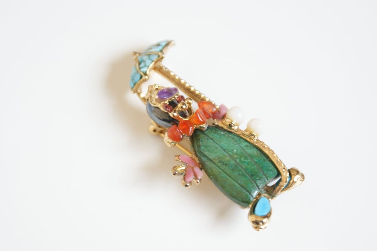 SWOBODAスワボダ 天然石 ターコイズ ピエロ ブローチ/ ヴィンテージ