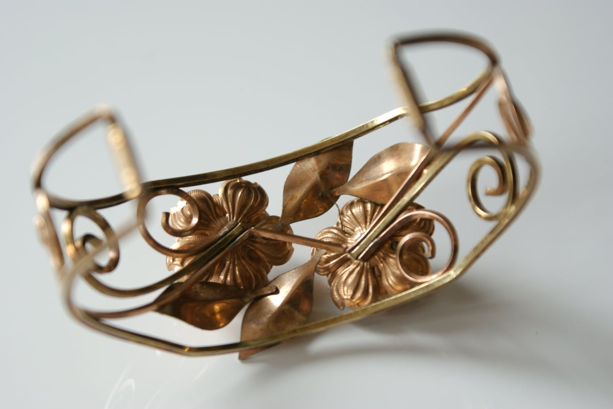 KREMENTZクレメンツ 薔薇ローズ バングル ブレスレット / ヴィンテージ