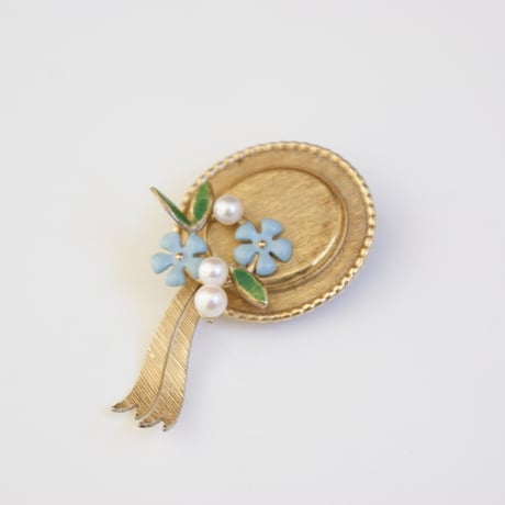 KREMENTZクレメンツ Forget me not 勿忘草 ハット帽子 ブローチ/ ヴィンテージジュエリー ・アクセサリー