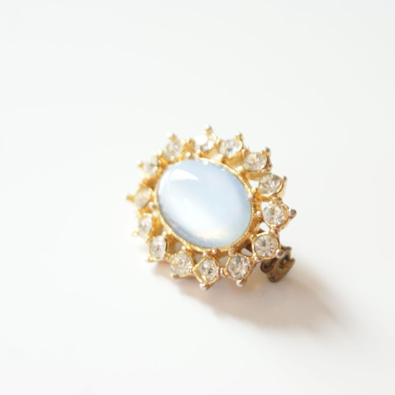 ブルームーンストーン ラインストーン ミニブローチ / ヴィンテージ