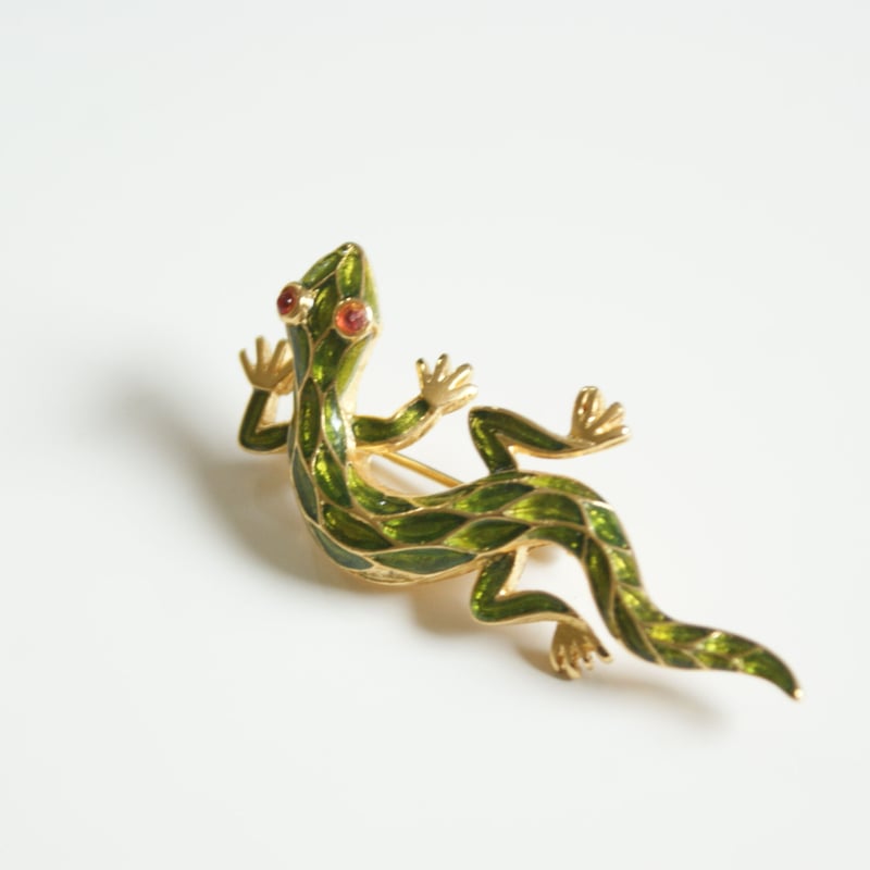 TRIFARIトリファリ トカゲ グリーン エナメル ミニブローチ