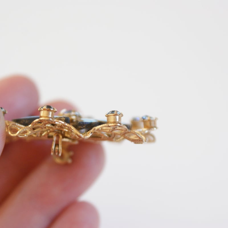 ガラスエナメル ブルー ブローチ / ヴィンテージ・コスチューム