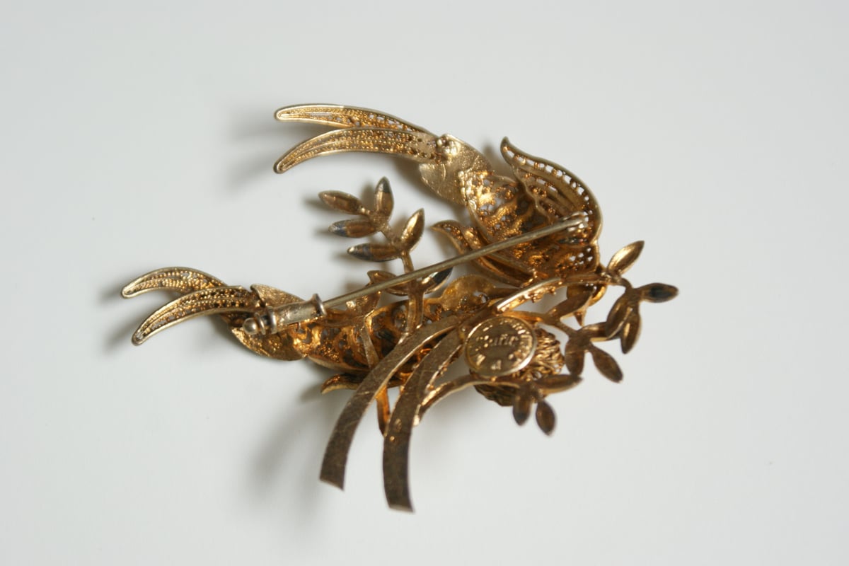 PORTUGALポルトガル製 フィリグリー バード エッグ 鳥の巣 ブローチ