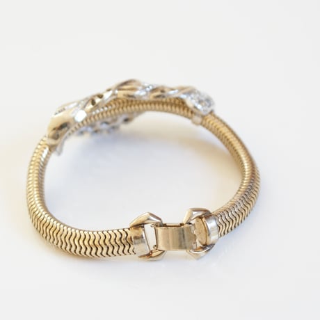 エメラルドグリーン スネークチェーン ブレスレット/ ヴィンテージジュエリー・アクセサリー