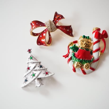 スター星 ホワイトスノー クリスマスツリー ブローチ  / ヴィンテージアクセサリー ・アクセサリー