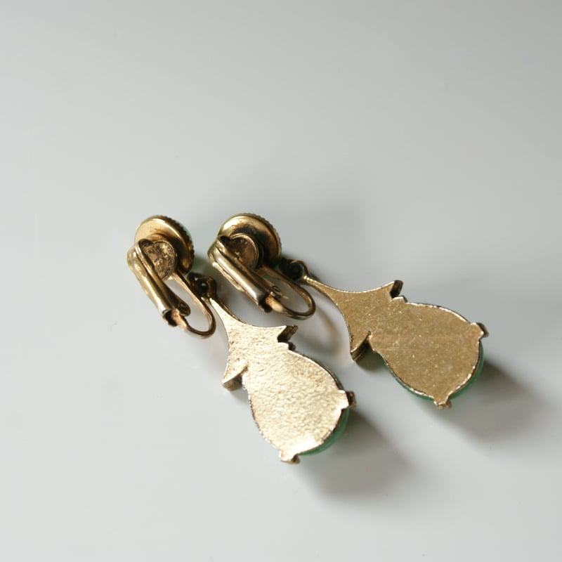 翡翠グリーン ジェイド カラー ルーサイト ドロップ イヤリング