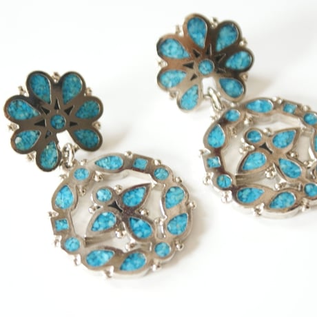 TRIFARI TMトリファリ インディアン ターコイズ  ピアス/ ヴィンテージアクセサリー・コスチュームジュエリー
