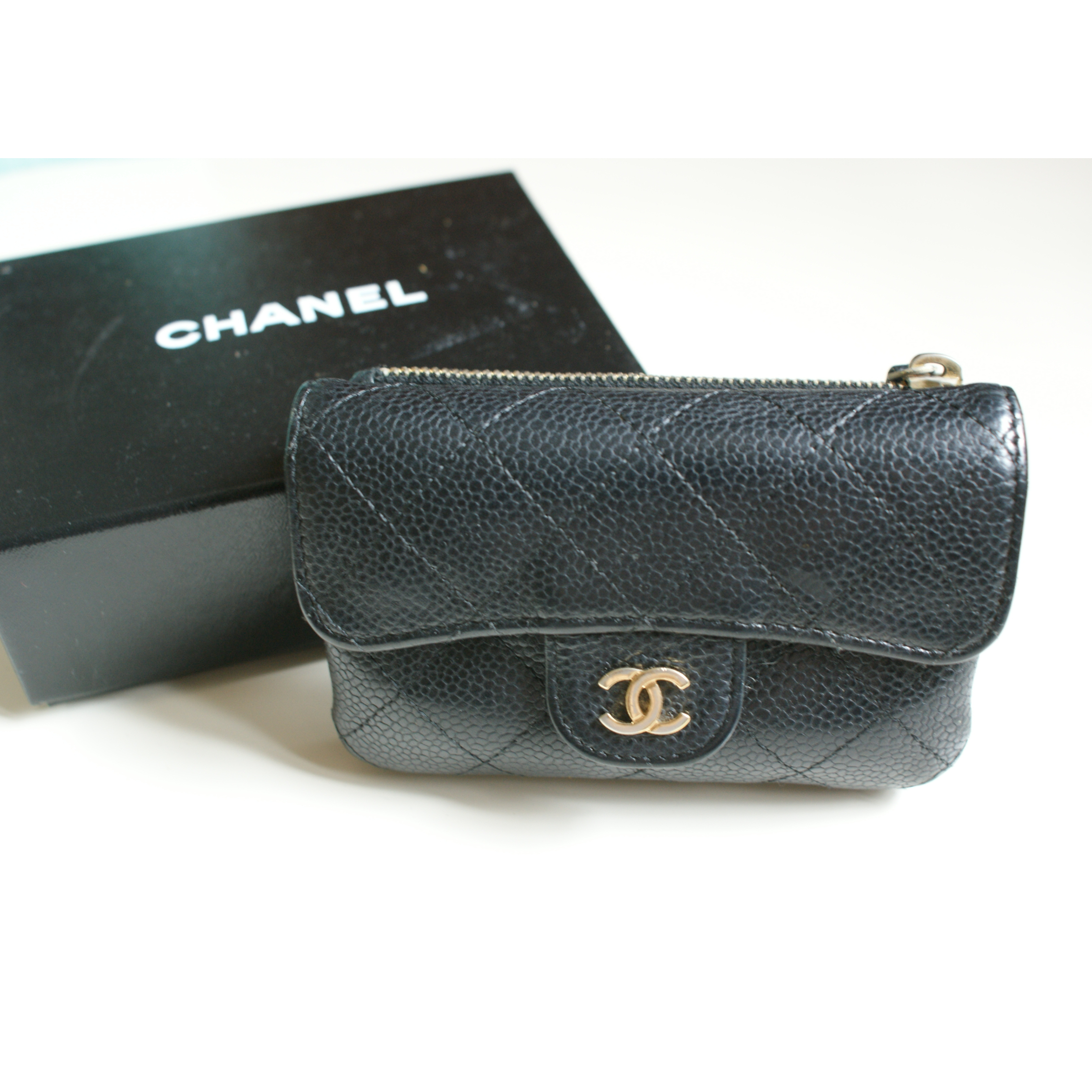 CHANELシャネル キャビアスキン ブラック コインカードケース ココ