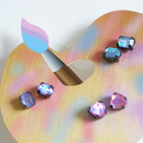【New Vintage Stock】AVONエイボン ブラックメタル オーロラピアス ３点セット  / ヴィンテージジュエリー・アクセサリー