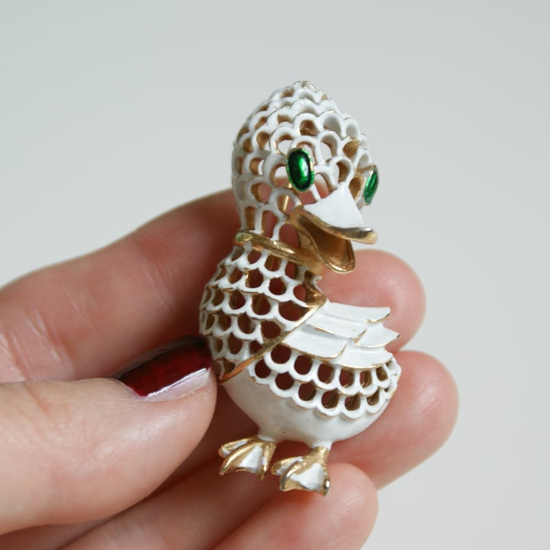 TRIFARIトリファリ アヒル ホワイトエナメル ブローチ / ヴィンテージ