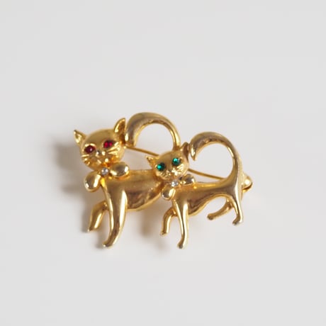 【フランス買付】フレンチキャット 猫 リボン ブローチ /ヴィンテージ・コスチュームジュエリー