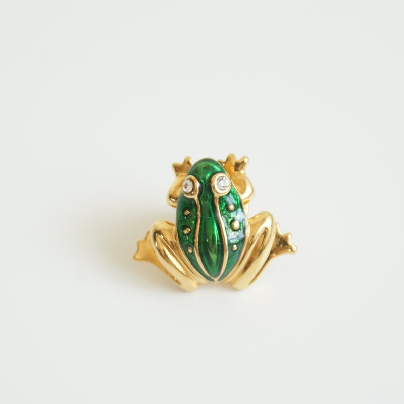 AVONエイボン カエル グリーンエナメル ピンブローチ / ヴィンテージ