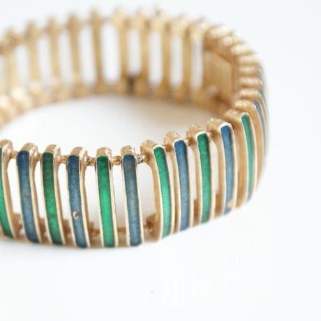 TRIFARIクラウントリファリ グリーン＆ブルー エナメルブレスレット / ヴィンテージ・コスチュームジュエリー