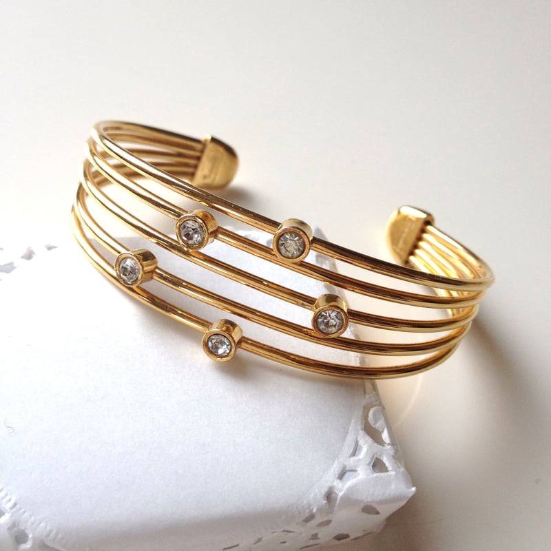 TRIFARIトリファリ☆ゴールドラインストーン☆バングル | ヴィンテージ