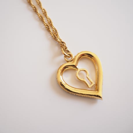NINA RICCIニナリッチ ハートキー ラインストーン ロングネックレス / ヴィンテージアクセサリー