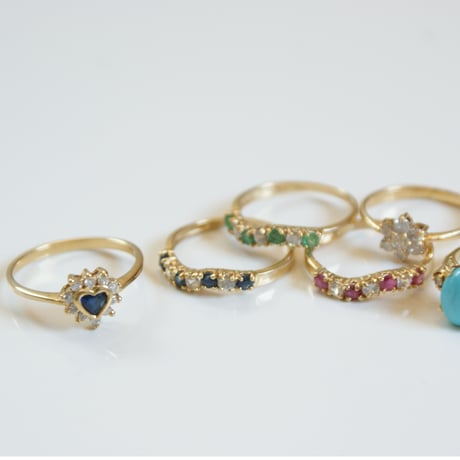 K18YG  ハート サファイア ダイヤモンド リング指輪 / ヴィンテージジュエリー・アクセサリー