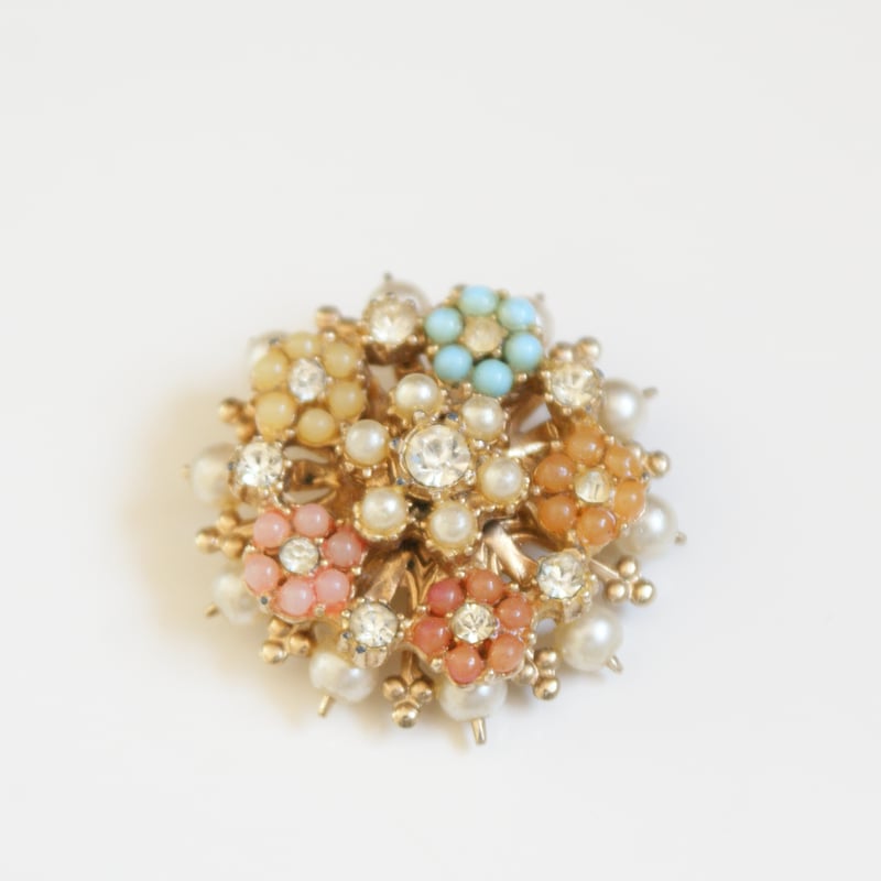 アメリカ買付】パステルカラー パール ミニブローチ/ ヴィンテージ