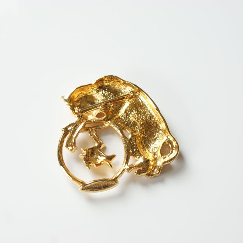 JJジェイジェイ 猫 キャット ゴールド ブローチ / ヴィンテージ