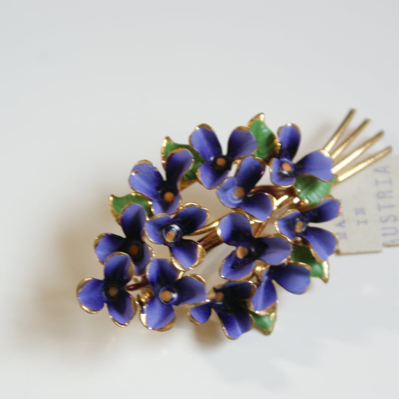 フランスアンティーク布花ブーケ　ドイツアンティーク紫色　すみれ色 フランスアンティーク布花ブーケ ドイツアンティーク紫色 すみれ色