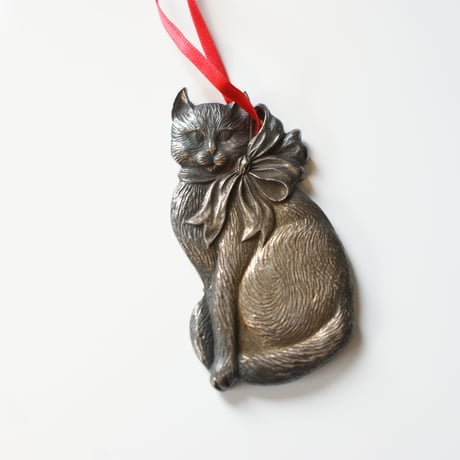 ブロンズ 猫 キャット クリスマス オーナメント / ヴィンテージ雑貨