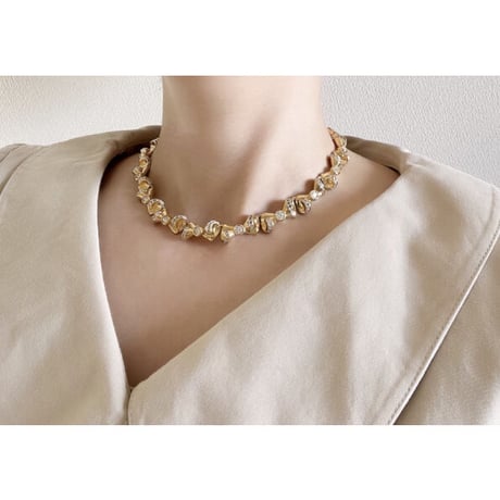 NINA RICCIニナリッチ リボン ラインストーン チョーカーネックレス / ヴィンテージアクセサリー