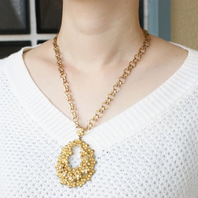 天然素材　アイボリー　ヴィンテージ アンティーク ネックレス J0333 1970年代アメリカ製琥珀色xアイボリーチャンキー3連ネックレス