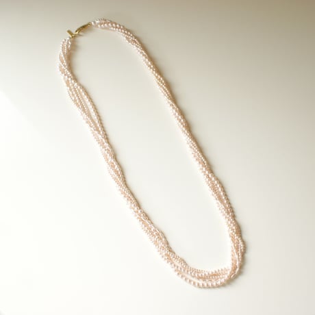 MARVELLAマーベラ ピンクパール 5連 ロング ネックレス / ヴィンテージアクセサリー