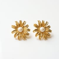 KENZOケンゾー ガーベラ フラワー パール イヤリング / ヴィンテージアクセサリー
