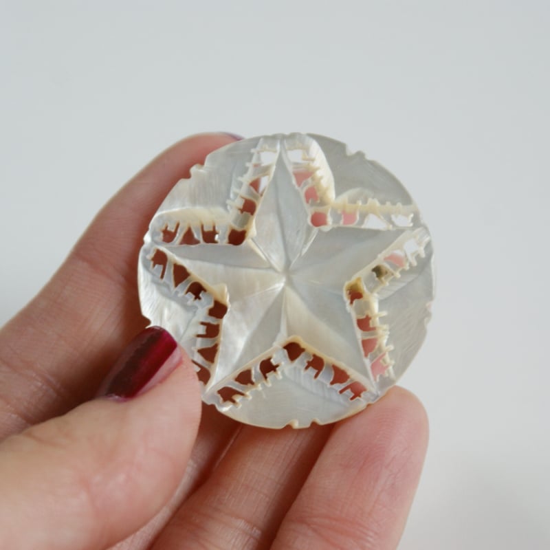 ベツレヘムパール 白蝶貝 星スター 透かし ブローチ ベツレヘムパール 白蝶貝 星スター 透かし ブローチ