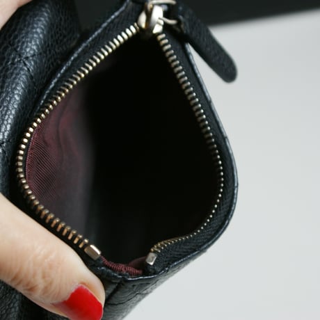 CHANELシャネル キャビアスキン ブラック コインカードケース ココマーク ウォレット 財布  箱BOX付