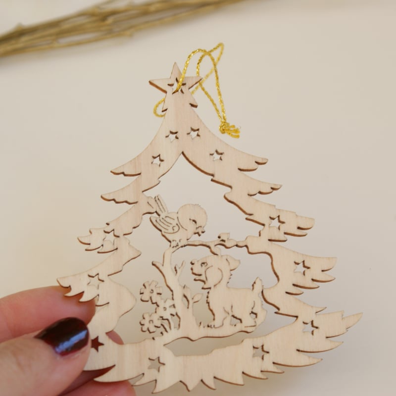 ヨーロッパ買付 木製 ウッド 透かし クリスマス オーナメント