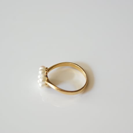 K18YG クラスターフラワーパール リング指輪 / ヴィンテージジュエリー・アクセサリー