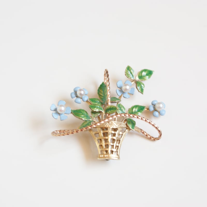 KREMENTZクレメンツ リーフ 勿忘草 パール ペンダントブローチ KREMENTZクレメンツ リーフ 勿忘草 パール ペンダントブローチ