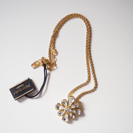 【New Vintage Stock】YVES SAINT LAURENTイヴ・サンローラン ラインストーン フラワーネックレス  / ヴィンテージ・コスチュームジュエリー