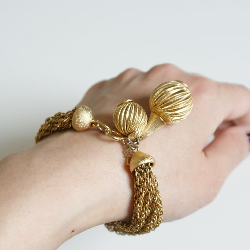 TRIFARIトリファリ ゴールド ツイスト ボール チェーンブレスレット  