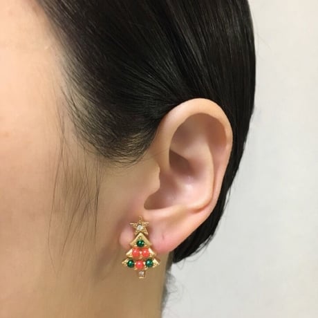 AVONエイボン クリスマスツリー カラフル パール イヤリング / ヴィンテージアクセサリー