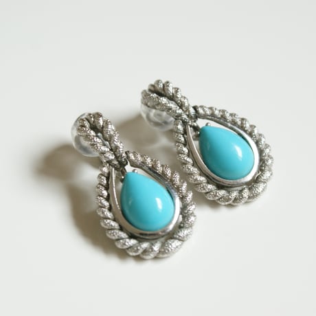 AVONエイボン ドロップ ターコイズ シルバー イヤリング / ヴィンテージ・コスチュームジュエリー