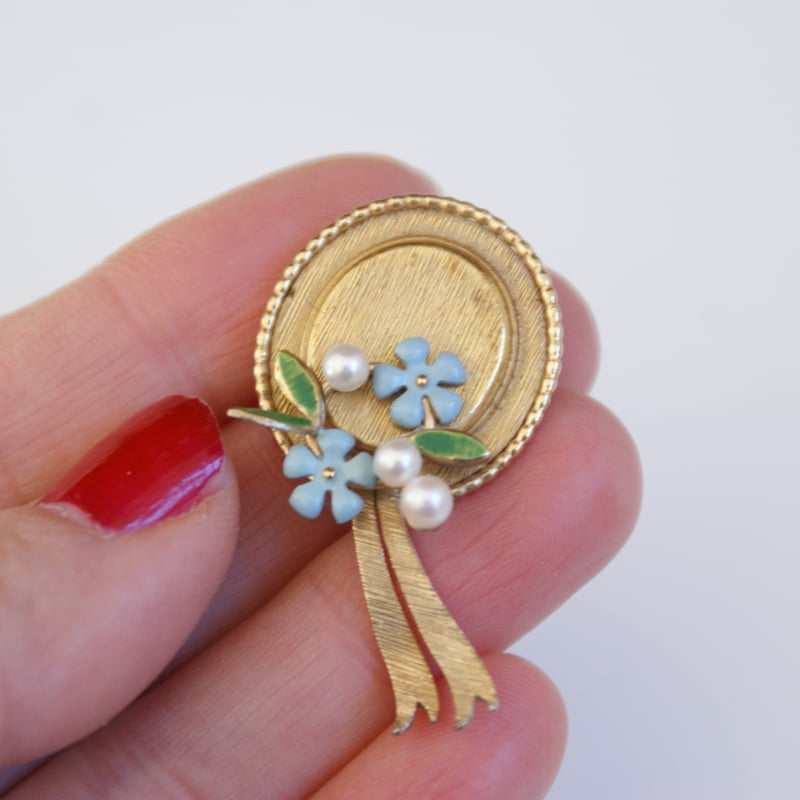 KREMENTZクレメンツ Forget me not 勿忘草 ハット帽子 ブローチ/ ヴィン