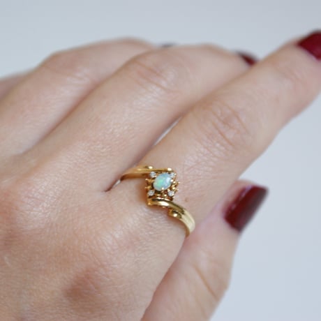 K18YG  オパール ダイヤモンド リング指輪 / ヴィンテージジュエリー・アクセサリー