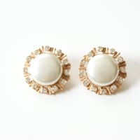 パール ラインストーン イヤリング / ヴィンテージ・コスチュームジュエリー