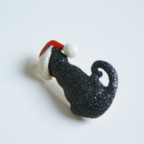 DANECRAFTデーンクラフト 猫 ラメキャット クリスマス ブローチ  / ヴィンテージ・コスチュームジュエリー